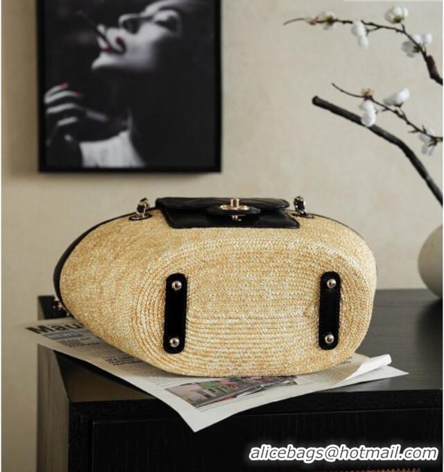 Good Discount Chanel Braided Straw Small Shopping Bag AS5951 Black 2026