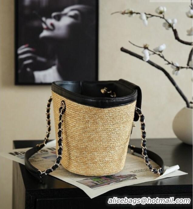 Good Discount Chanel Braided Straw Small Shopping Bag AS5951 Black 2026