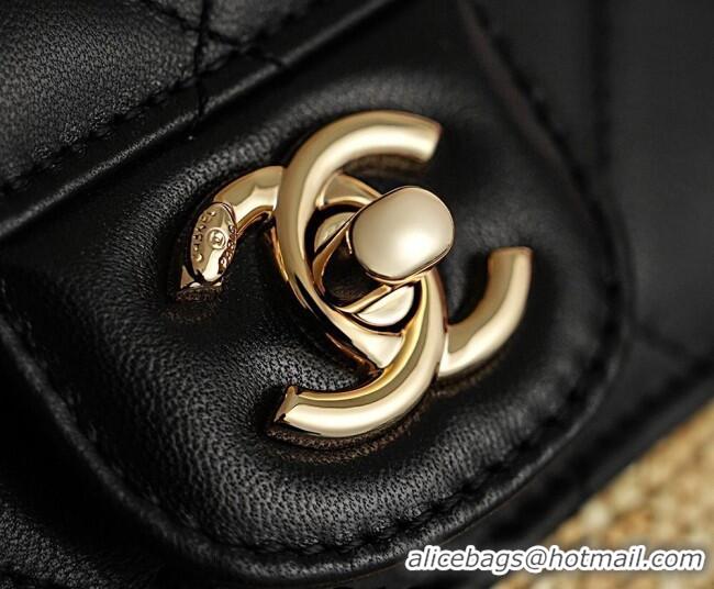 Good Discount Chanel Braided Straw Small Shopping Bag AS5951 Black 2026