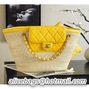 Good Taste Chanel Braided Straw Large Shopping Bag AS5952 Yellow 2026