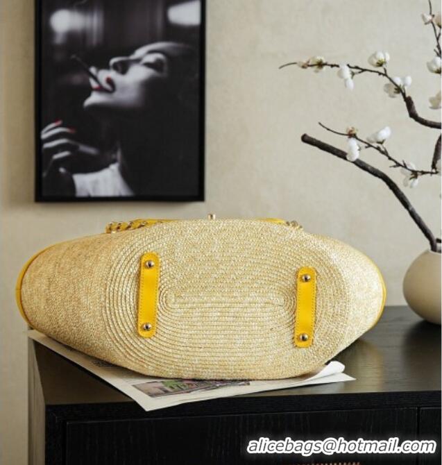 Good Taste Chanel Braided Straw Large Shopping Bag AS5952 Yellow 2026
