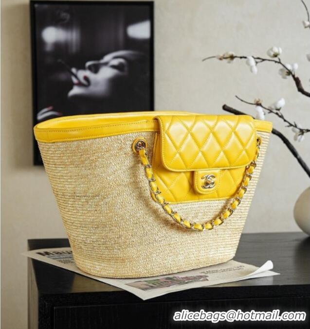 Good Taste Chanel Braided Straw Large Shopping Bag AS5952 Yellow 2026