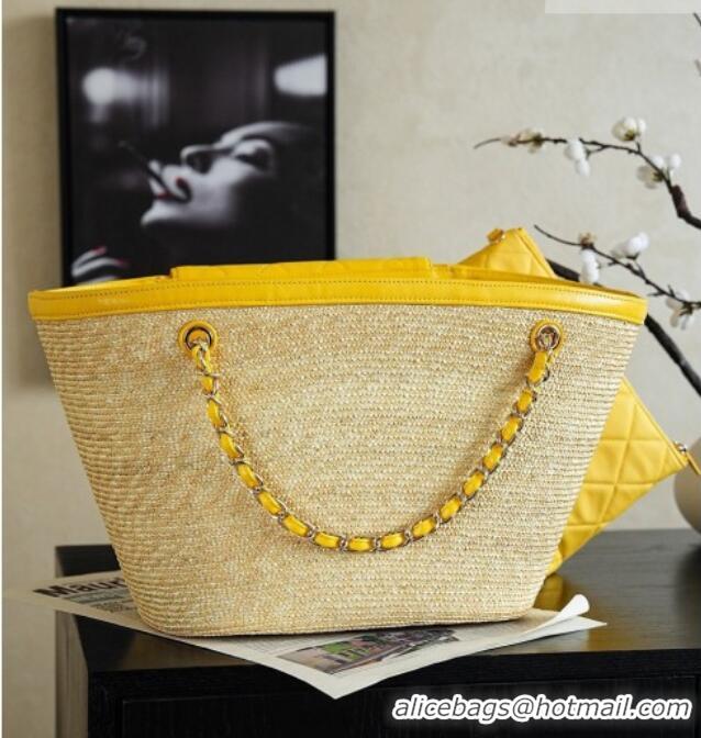 Good Taste Chanel Braided Straw Large Shopping Bag AS5952 Yellow 2026