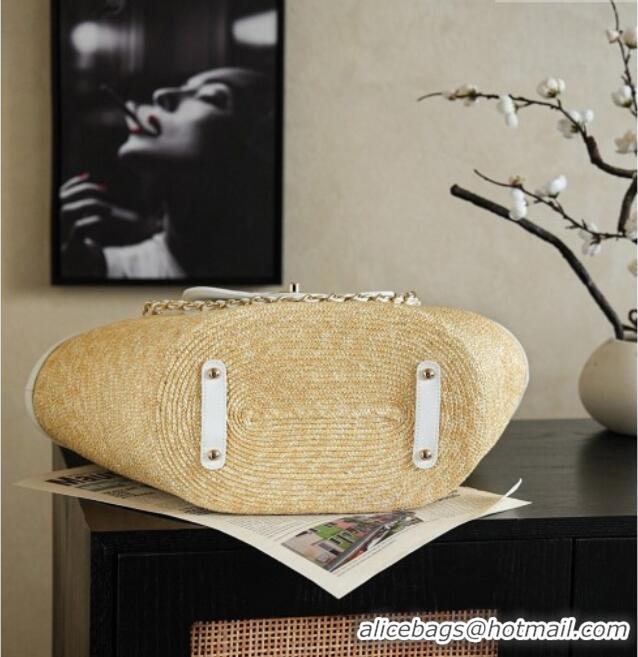 Most Popular Chanel Braided Straw Large Shopping Bag AS5952 White 2026