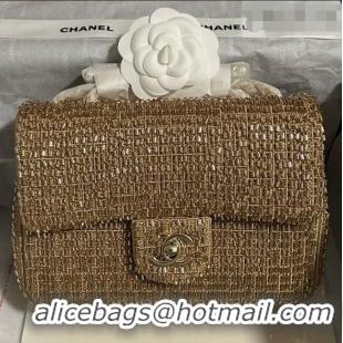 Top Grade Chanel Knit/Beads Evening Bag AS4298 Gold 2026