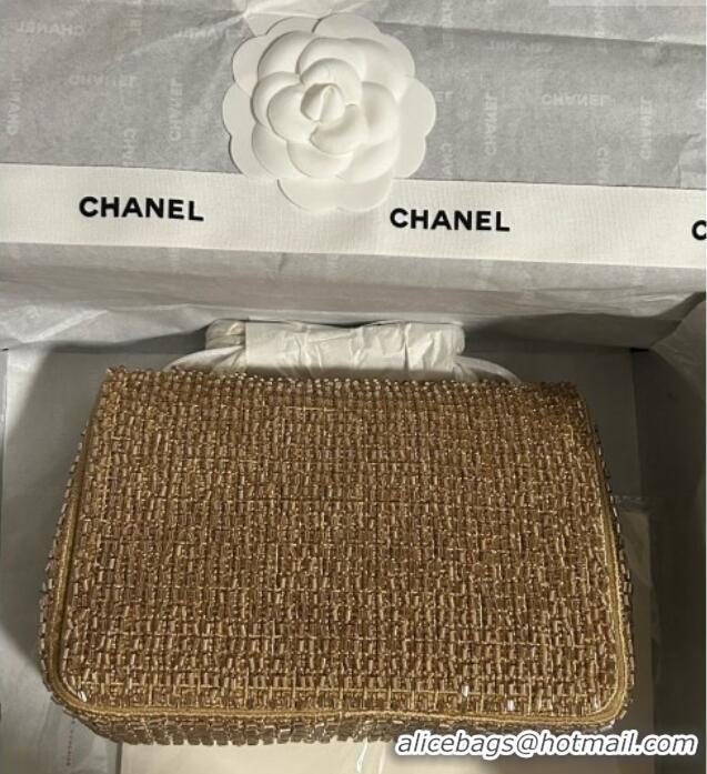 Top Grade Chanel Knit/Beads Evening Bag AS4298 Gold 2026