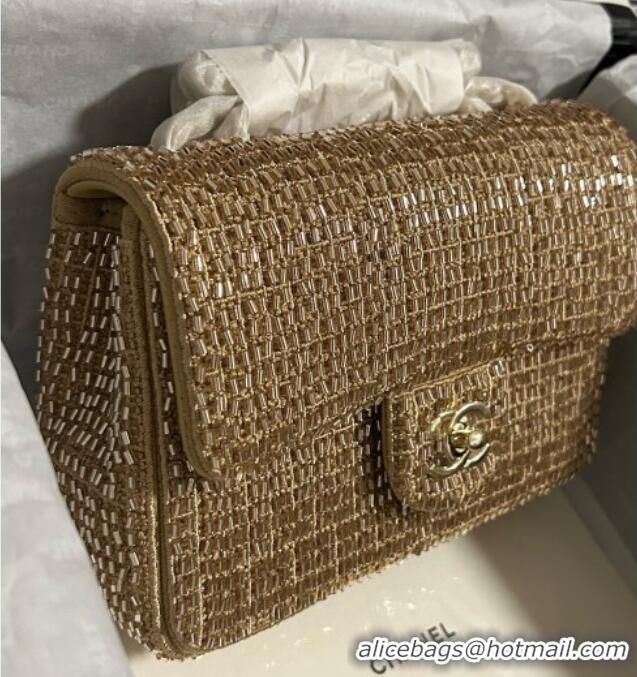 Top Grade Chanel Knit/Beads Evening Bag AS4298 Gold 2026