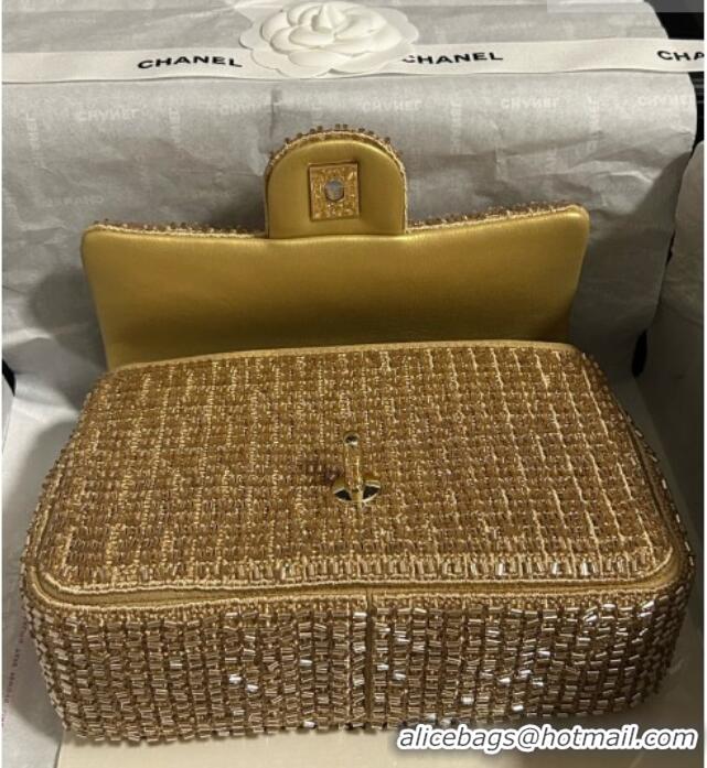 Top Grade Chanel Knit/Beads Evening Bag AS4298 Gold 2026