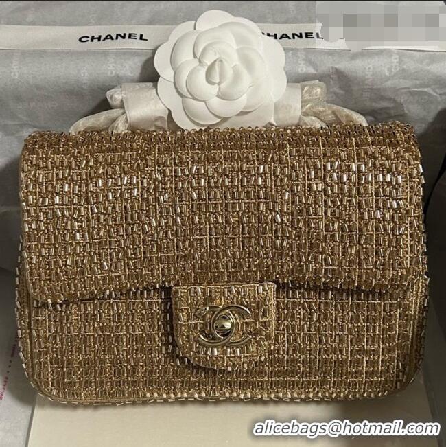 Top Grade Chanel Knit/Beads Evening Bag AS4298 Gold 2026