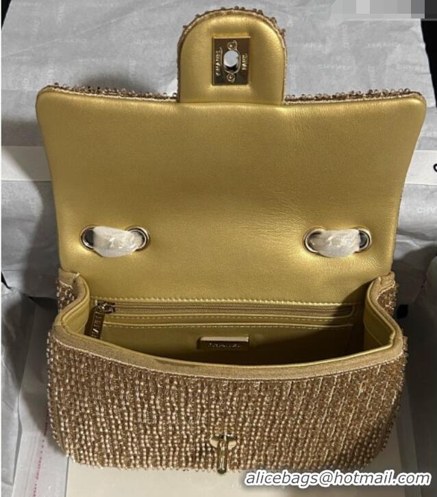 Top Grade Chanel Knit/Beads Evening Bag AS4298 Gold 2026