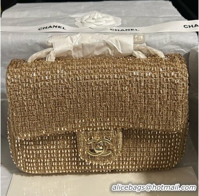 Top Grade Chanel Knit/Beads Evening Bag AS4298 Gold 2026