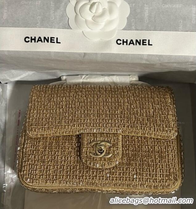 Top Grade Chanel Knit/Beads Evening Bag AS4298 Gold 2026