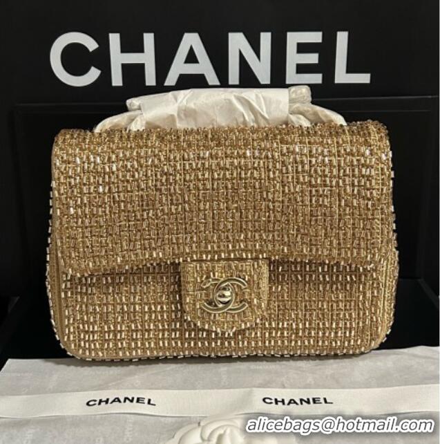 Top Grade Chanel Knit/Beads Evening Bag AS4298 Gold 2026