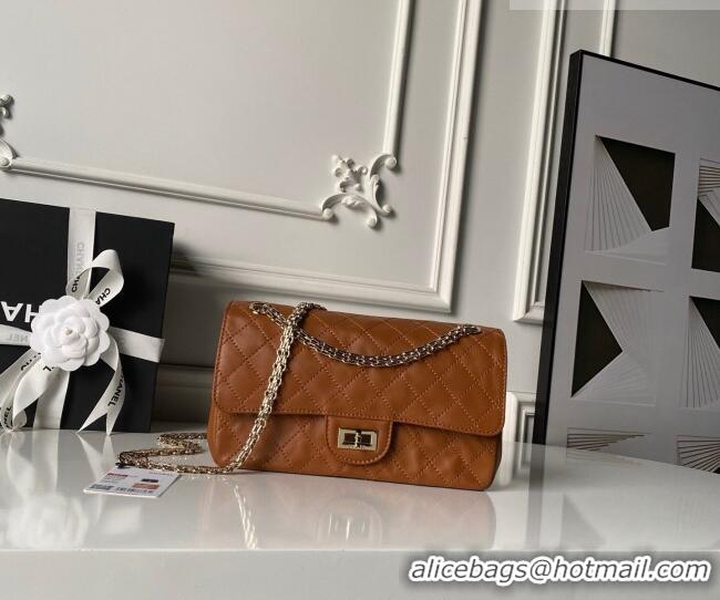 New Design Chanel Lambskin Leather 2.55 Flap Handbag A37586 Brown 2026