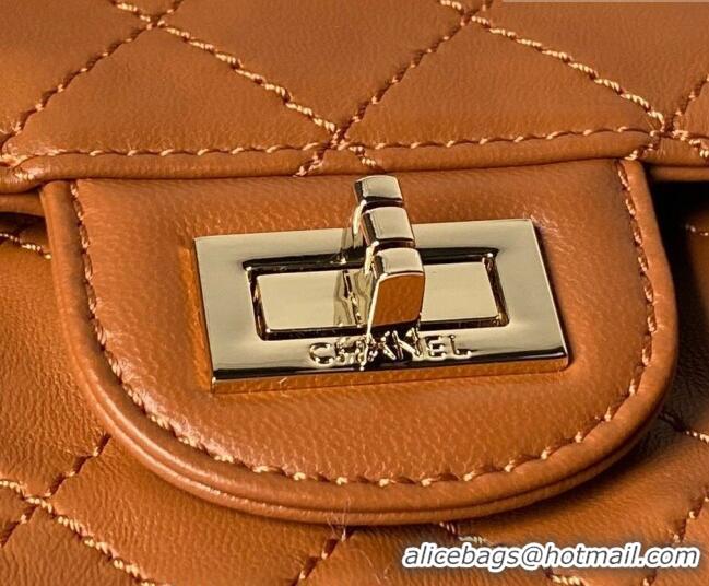 New Design Chanel Lambskin Leather 2.55 Flap Handbag A37586 Brown 2026