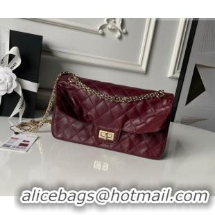 Buy Fashionable Chanel Lambskin Leather 2.55 Flap Handbag A37586 Burgundy 2026