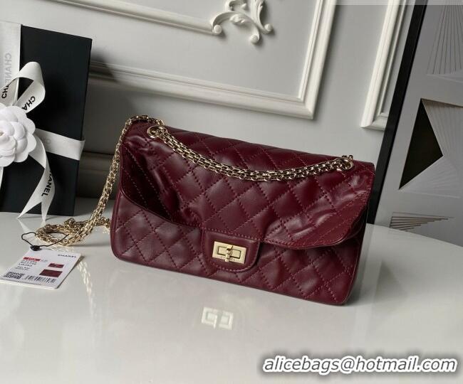Buy Fashionable Chanel Lambskin Leather 2.55 Flap Handbag A37586 Burgundy 2026