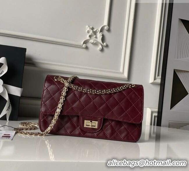 Buy Fashionable Chanel Lambskin Leather 2.55 Flap Handbag A37586 Burgundy 2026