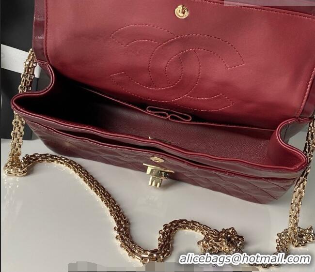 Buy Fashionable Chanel Lambskin Leather 2.55 Flap Handbag A37586 Burgundy 2026
