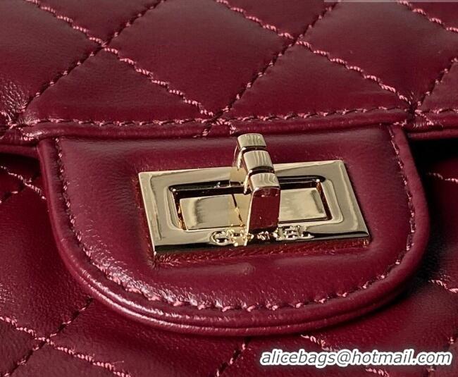 Buy Fashionable Chanel Lambskin Leather 2.55 Flap Handbag A37586 Burgundy 2026
