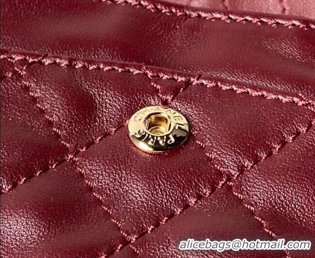 Buy Fashionable Chanel Lambskin Leather 2.55 Flap Handbag A37586 Burgundy 2026
