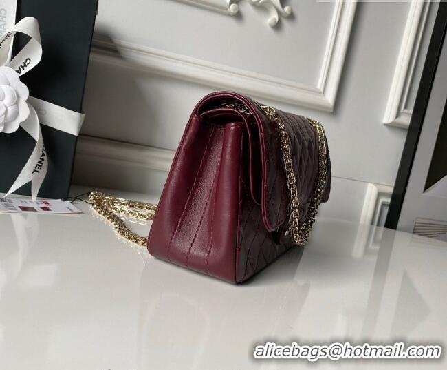 Buy Fashionable Chanel Lambskin Leather 2.55 Flap Handbag A37586 Burgundy 2026