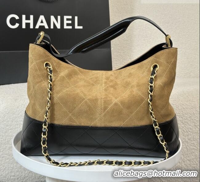 Best Grade Chanel Suede/Lambskin Small Shopping Bag AS5634 Black/Brown 2026