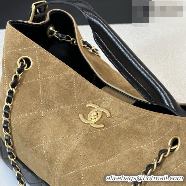 Best Grade Chanel Suede/Lambskin Small Shopping Bag AS5634 Black/Brown 2026