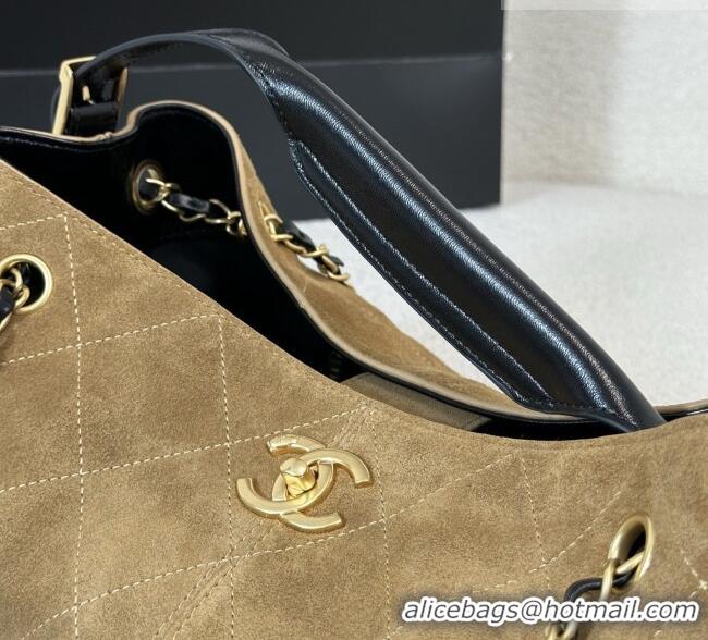 Best Grade Chanel Suede/Lambskin Small Shopping Bag AS5634 Black/Brown 2026