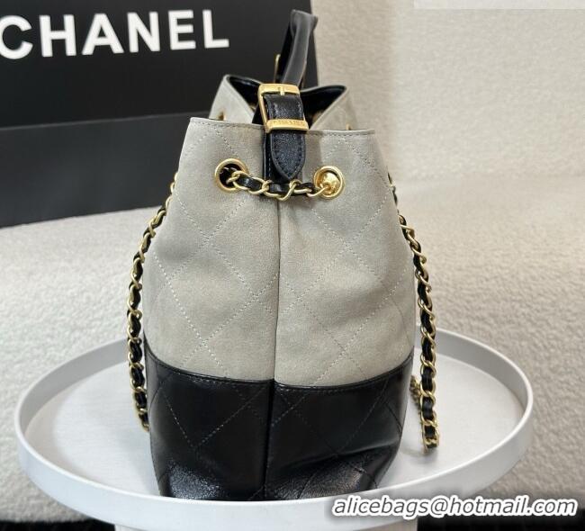 New Release Creation Chanel Suede/Lambskin Small Shopping Bag AS5634 Black/Grey 2026