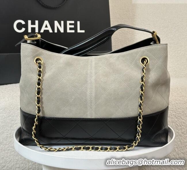New Release Creation Chanel Suede/Lambskin Small Shopping Bag AS5634 Black/Grey 2026