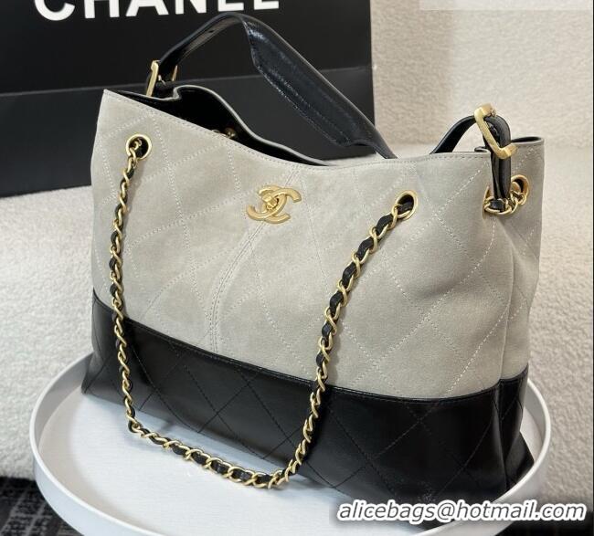 New Release Creation Chanel Suede/Lambskin Small Shopping Bag AS5634 Black/Grey 2026