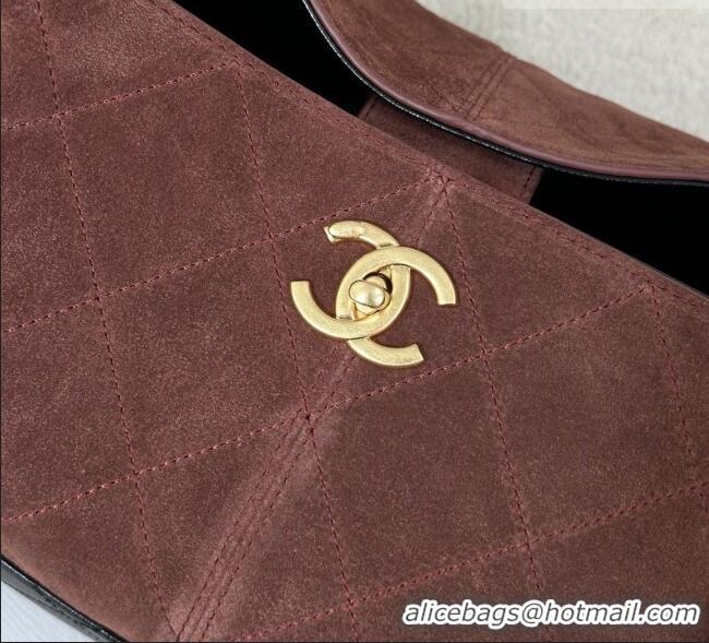 Luxury Cheap Chanel Suede/Lambskin Small Shopping Bag AS5634 Black/Burgundy 2026
