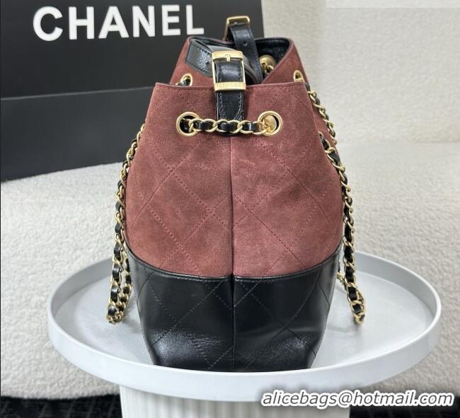 Luxury Cheap Chanel Suede/Lambskin Small Shopping Bag AS5634 Black/Burgundy 2026