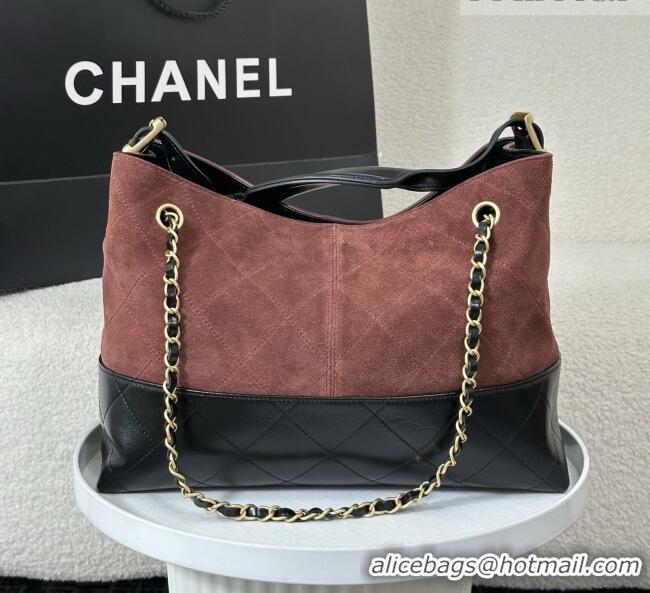 Luxury Cheap Chanel Suede/Lambskin Small Shopping Bag AS5634 Black/Burgundy 2026