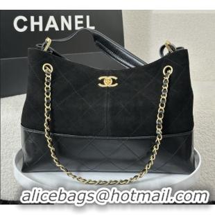 Buy Discount Chanel Suede & Lambskin Small Shopping Bag AS5634 Black/Gold 2026