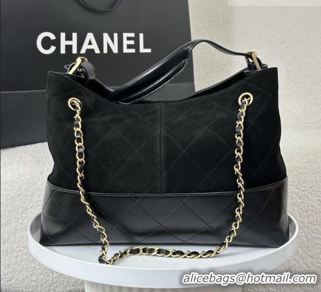 Buy Discount Chanel Suede & Lambskin Small Shopping Bag AS5634 Black/Gold 2026
