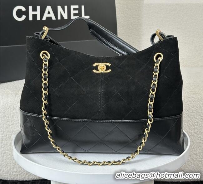 Buy Discount Chanel Suede & Lambskin Small Shopping Bag AS5634 Black/Gold 2026