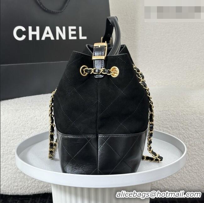 Buy Discount Chanel Suede & Lambskin Small Shopping Bag AS5634 Black/Gold 2026