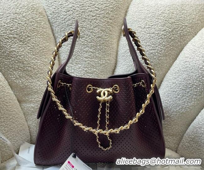 Market Sells Chanel 25 Small Handbag in Hollowed-out Calfskin AS5293 Burgundy 2026