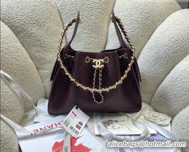 Market Sells Chanel 25 Small Handbag in Hollowed-out Calfskin AS5293 Burgundy 2026