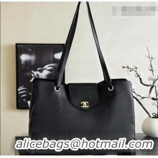 Top Design Chanel Large Tote Bag in Grained Calfskin AS6245 Black 2026