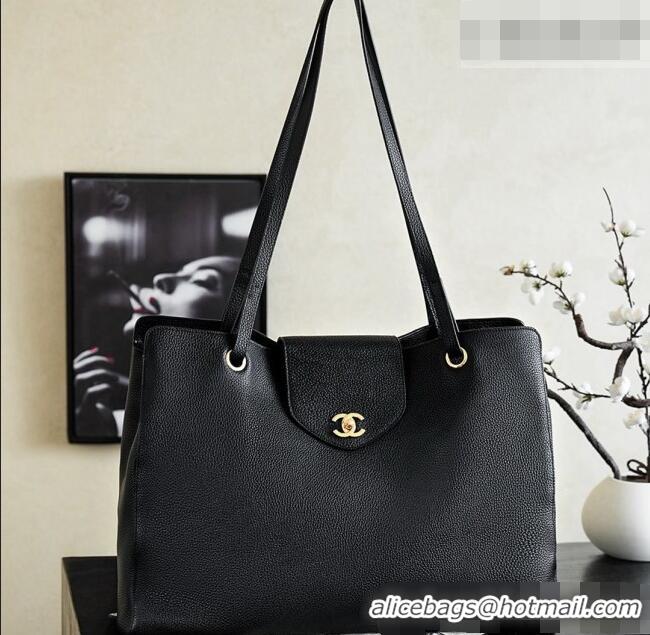 Top Design Chanel Large Tote Bag in Grained Calfskin AS6245 Black 2026