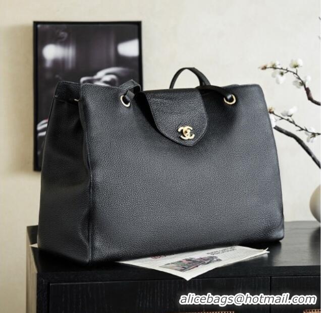 Top Design Chanel Large Tote Bag in Grained Calfskin AS6245 Black 2026