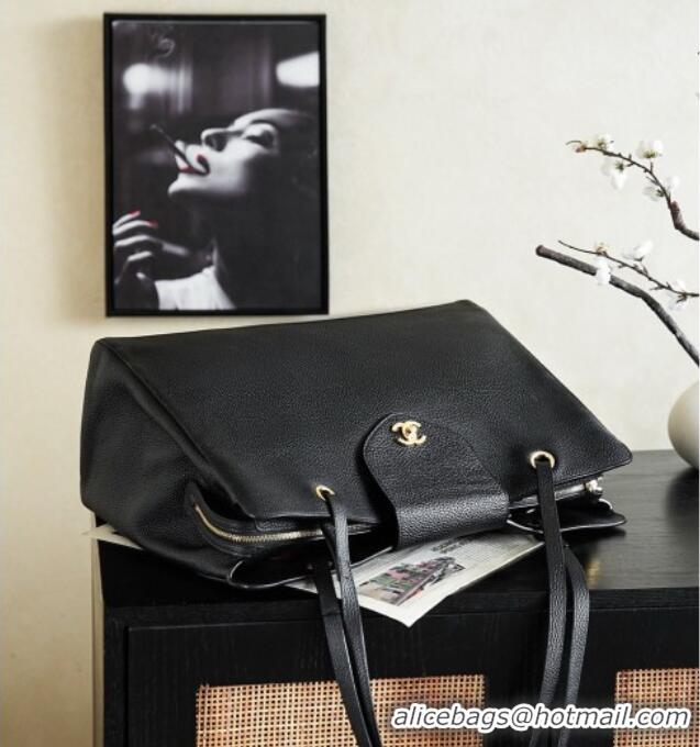 Top Design Chanel Large Tote Bag in Grained Calfskin AS6245 Black 2026