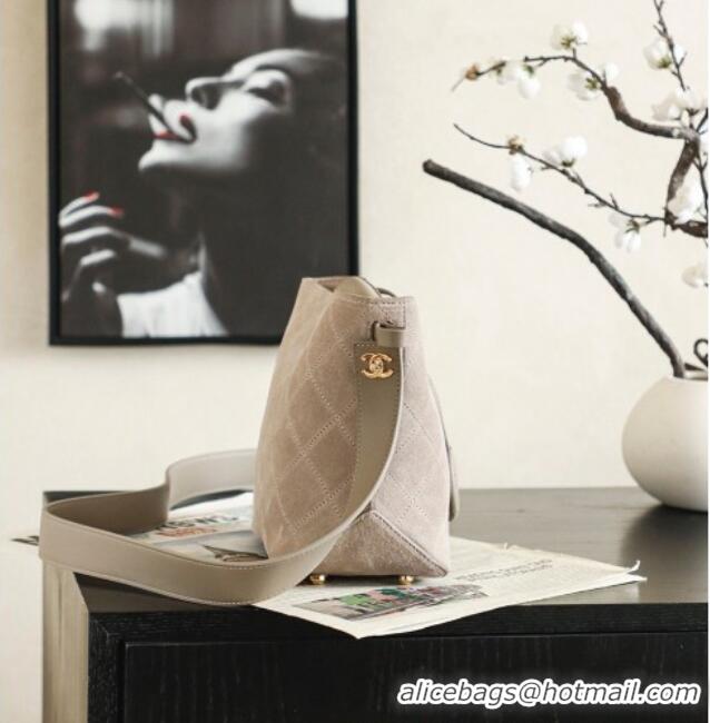 Free Shipping Inexpensive Chanel Suede Hobo Bag 6268 Grey 2026