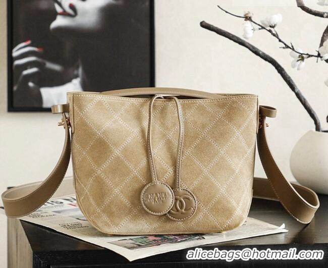 Buy Fashionable Chanel Suede Hobo Bag 6268 Light Brown 2026
