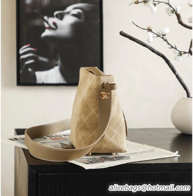 Buy Fashionable Chanel Suede Hobo Bag 6268 Light Brown 2026