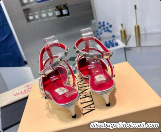 Good Quality Valentino Rockstud Court Shoes In Kid Leather 40MM V081472 Silver 2026