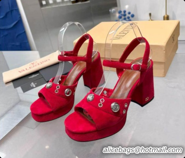Buy Luxury Valentino Nellcôte Platform Sandal In Split Leather 90MM Red 2026 6081473